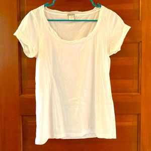 Boat neck white short sleeve shirt size small